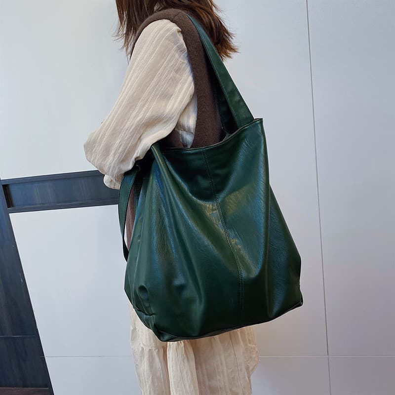 Bolsa Tote Feminina Grande PU Macia com Alça Transversal para Trabalho Faculdade Viagem e Compras