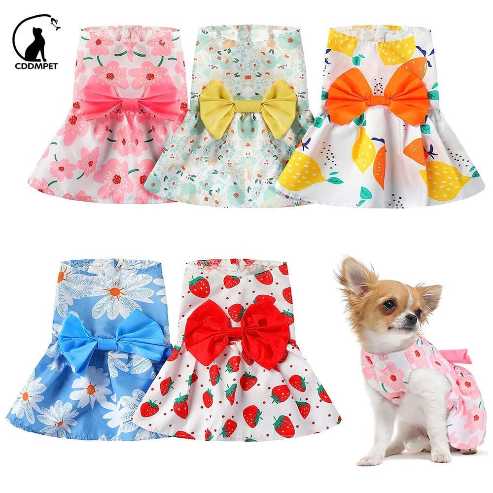 Vestido para Cães Pequenos e Gatos, Roupa Sem Mangas, Vestido para Yorkie e Pug 7245