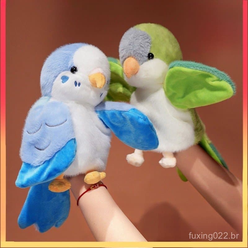 Bonito Pássaro Papagaio Fantoche De Mão Macio Recheado Fofo Boneca Cosplay Pelúcia Engraçado Educacional Brinquedo Do Be