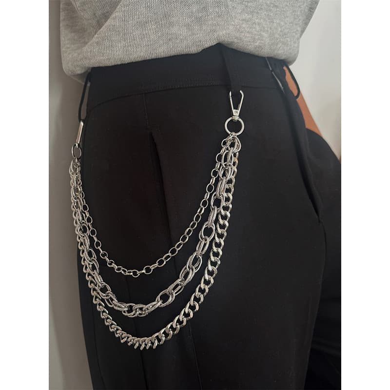 Estilo Punk Multi-camada corrente masculino feminino metálico sentir legal rua Hip-Hop calças corrente pingente acessóri
