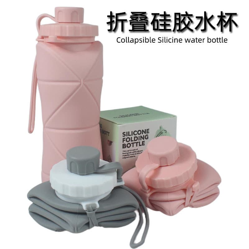 Copo de água portátil e dobrável de silicone, garrafa de água de silicone para esportes ao ar livre, garrafa de água ret