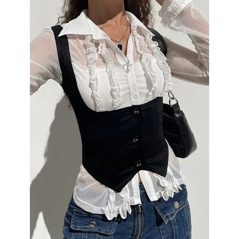 Colete Feminino slim fit Na Cintura De Cor Sólida Com Fina