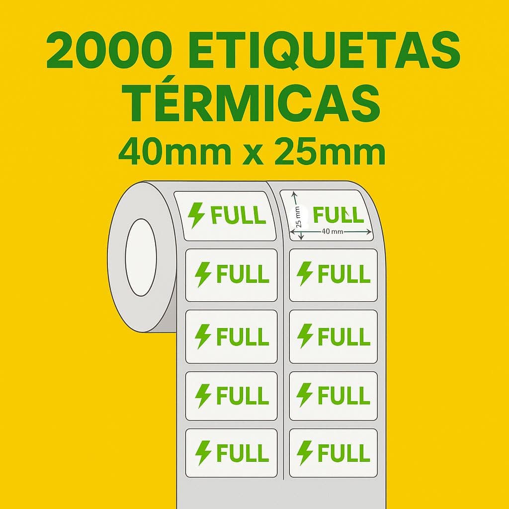Etiqueta 40x25 2 Colunas Termica Full Adesiva com 2000 etiquetas Mercado Envios