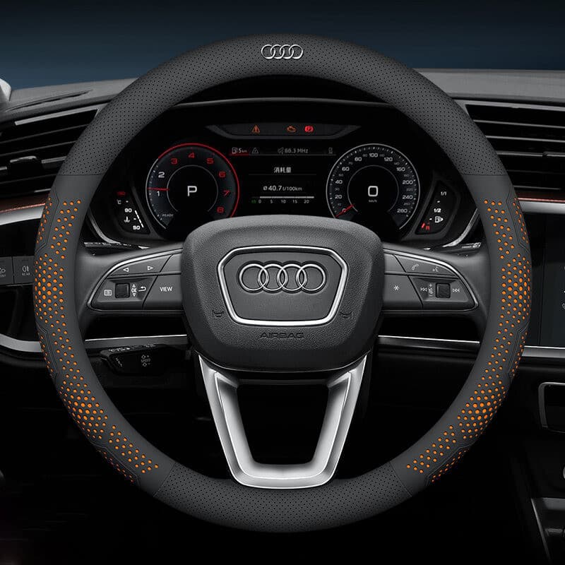 Capa Ultrafina para Volante de Carro, Couro Ultrafino Antiderrapante e Absorvente de Suor para Audi A3 A4 A5 A6 A7 A8 Q2