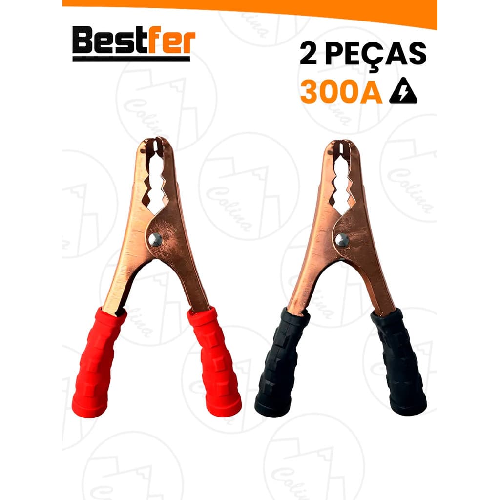 Kit 2 Garras Jacaré Grande 300A BestFer Para Cabo Bateria Chupeta