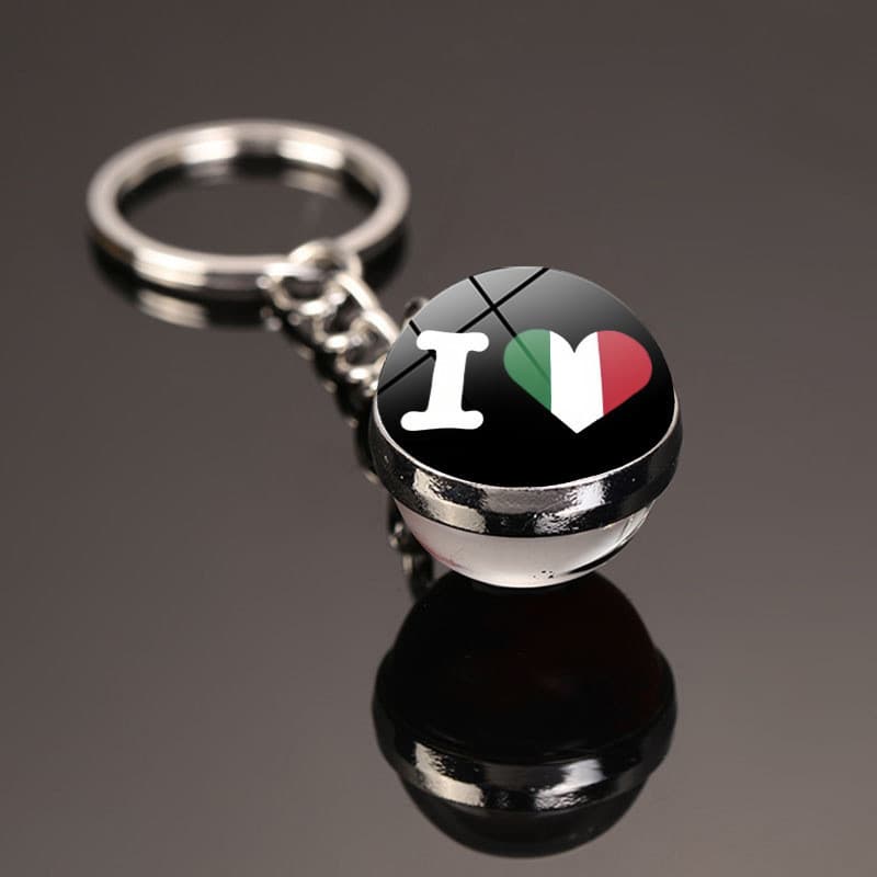 Itália ITALIA Bandeira Nacional Elemento Giao Chaveiro Bola de Vidro Dupla Face Acessórios de Roupas