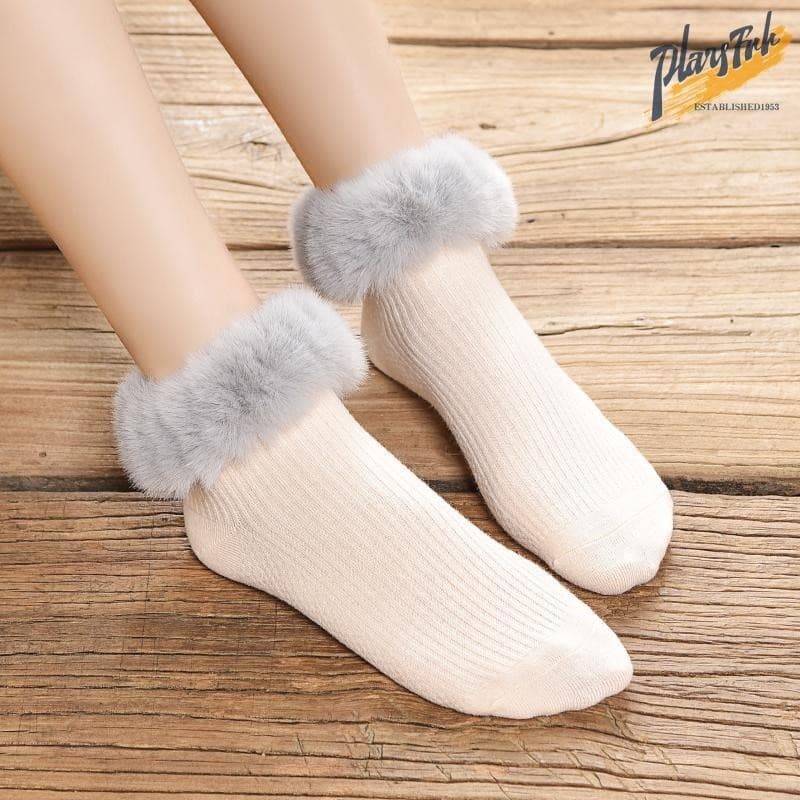 Meias de neve femininas outono inverno versão coreana com borda de pele bonito moda botas tubo capa pilha meias tubo cur