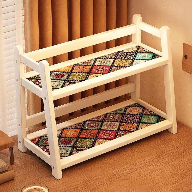 Prateleira de mesa de dupla camada, organizador de armazenamento de mesa de escritório, artigos diversos domésticos, peq