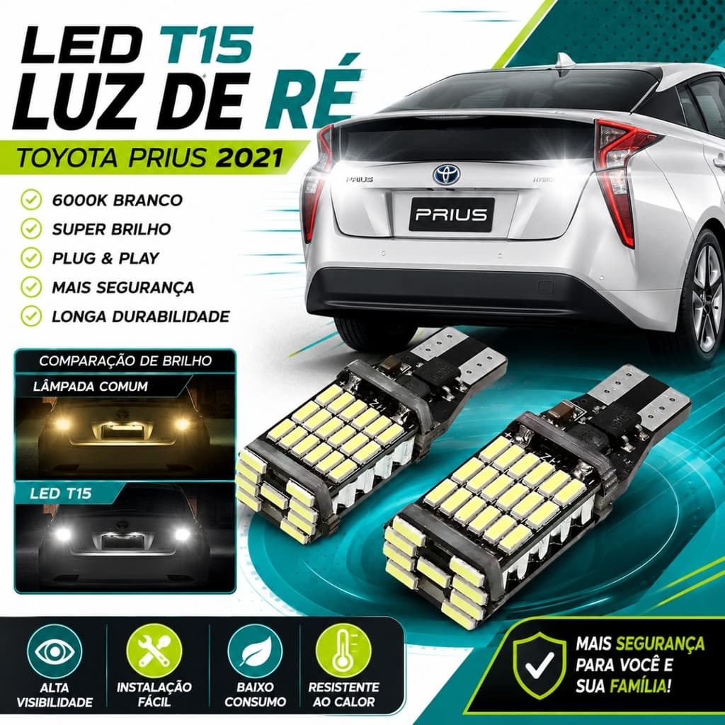 Kit Ultra Led Premium Luz De Ré Toyota Prius 2017 A 2021