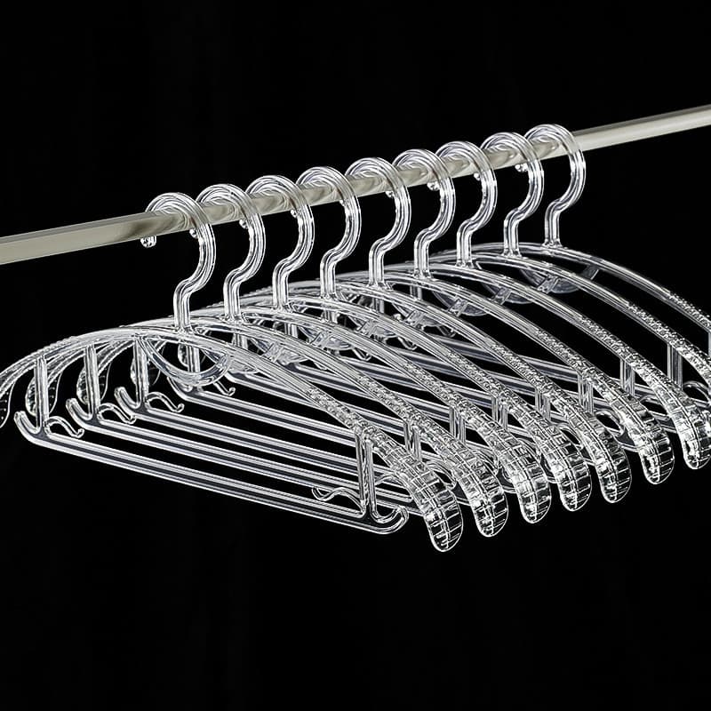 Cabide transparente acrílico para roupas domésticas, cabide sem costura antiderrapante, ombro largo, loja de roupas, cab
