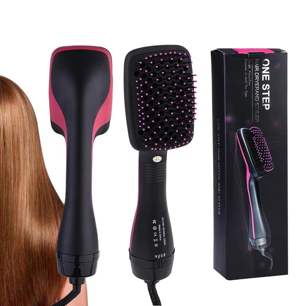 Escova Secadora e Alisadora 2 em 1, Secador de Cabelo Modelador, Escova Secadora de Íons Negativos, Escova de Ar Quente
