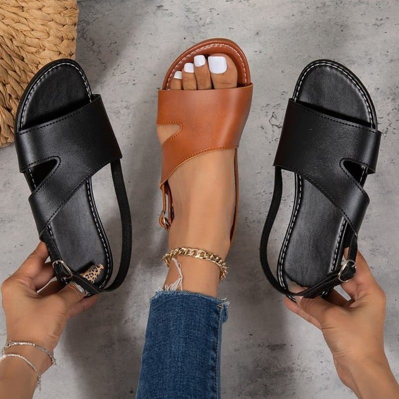 Novo estilo pronto estoque chinelos sandálias romanas femininas Plus Size sandálias planas femininas