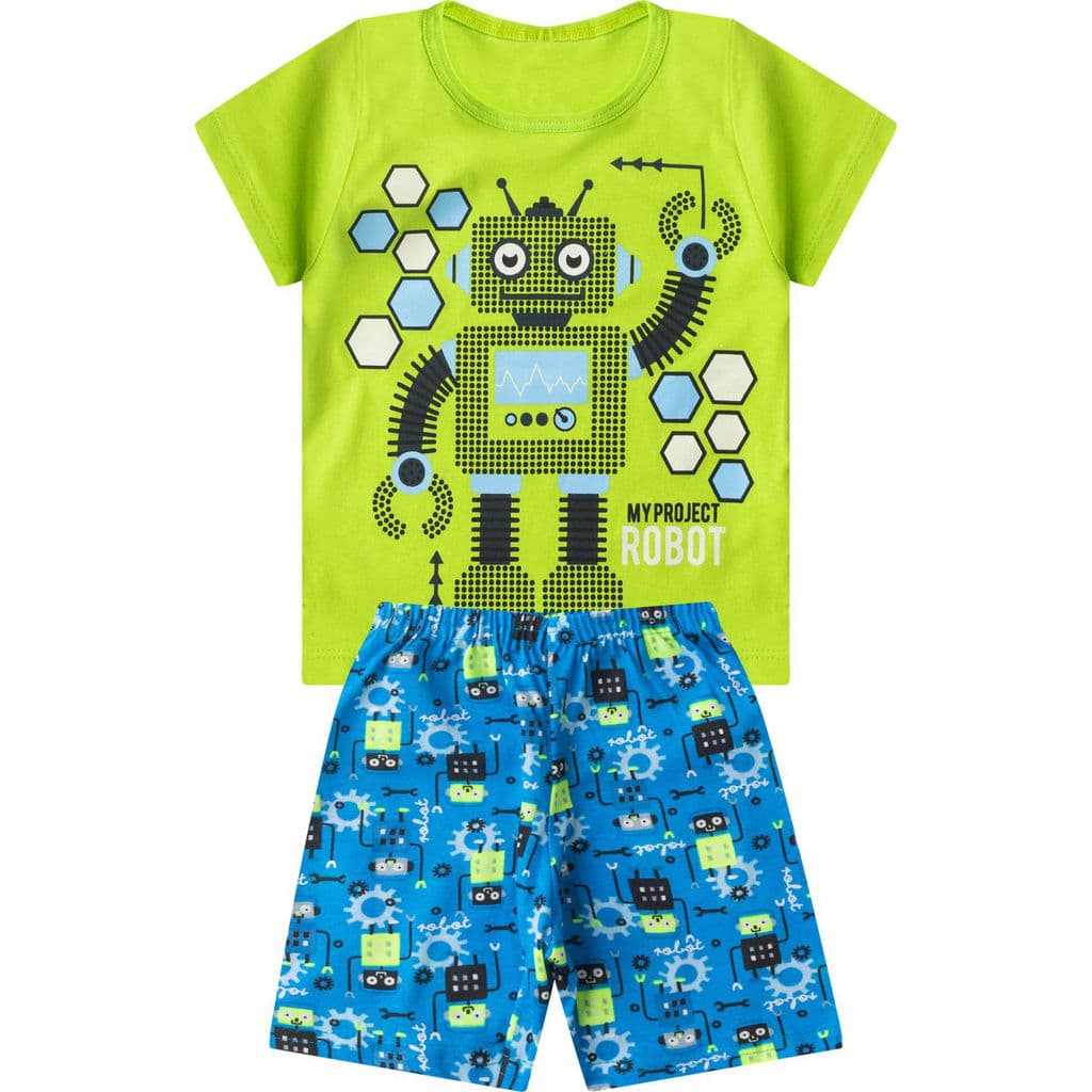 Pijama Infantil Masculino Brilha No Escuro Kappes Verde