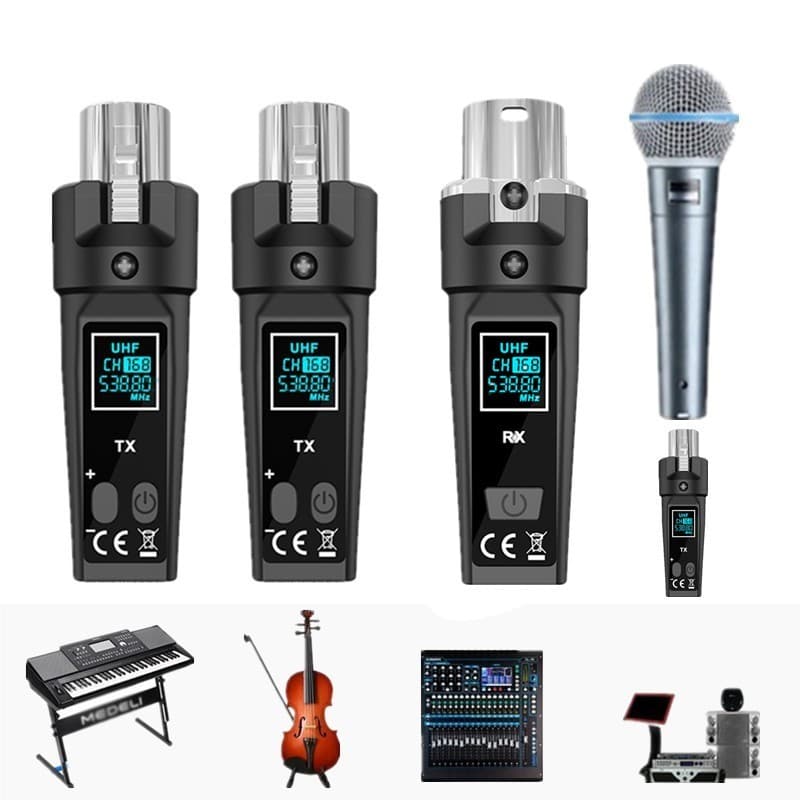 Sistema De Microfone Sem Fio 2.4Ghz , Receptor Transmissor XLR Para Guitarra , Dinâmico , Misturador De Áudio , Sistemas