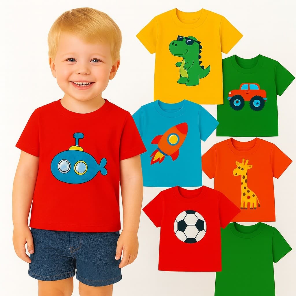 Kit 2 Camisetas de Menino Verão Infantil Sortidos - Kit 2 Blusas para Menino Verão Infantil