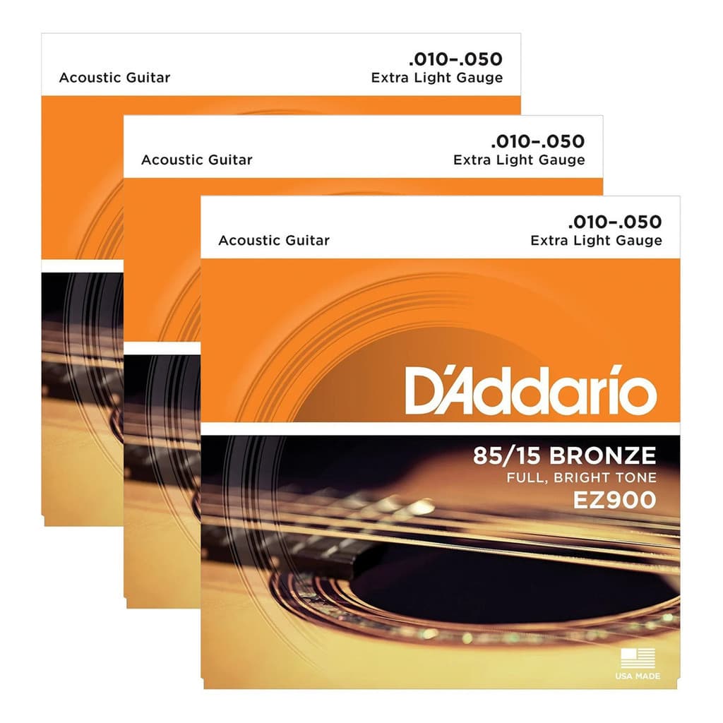 Kit 3 Encordoamentos Violao Aco Daddario Ez900 010