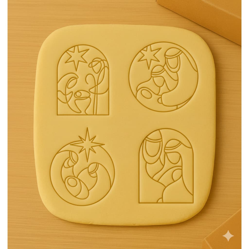 ️ PRESÉPIO NATAL NASCIMENTO JESUS Cortador p/ Cookies, Biscoito, Massinha e Pasta Americana Sagrada Família Kit 4 pçs