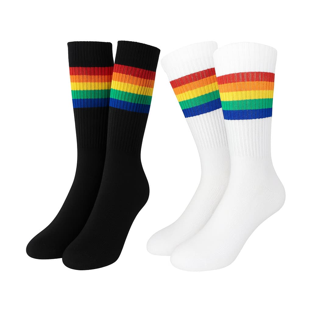 Meia Unissex Colorida Arco-Íris LGBT Cano Alto Moderna, Divertida e Cheia de Conforto