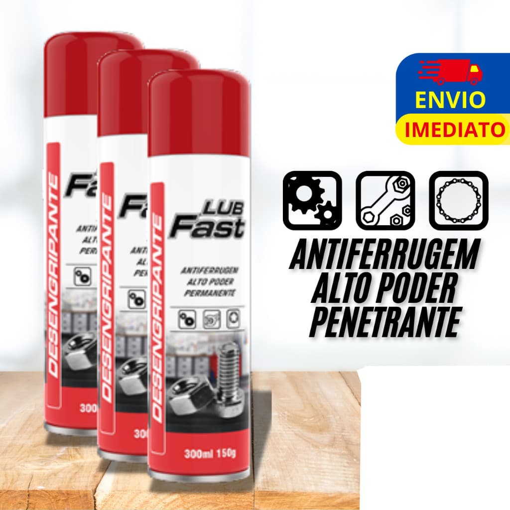 Desengripante Antiferrugem 300ml Óleo Lubrificante Spray LubFast WD Kit e Unidade - Mundial Prime