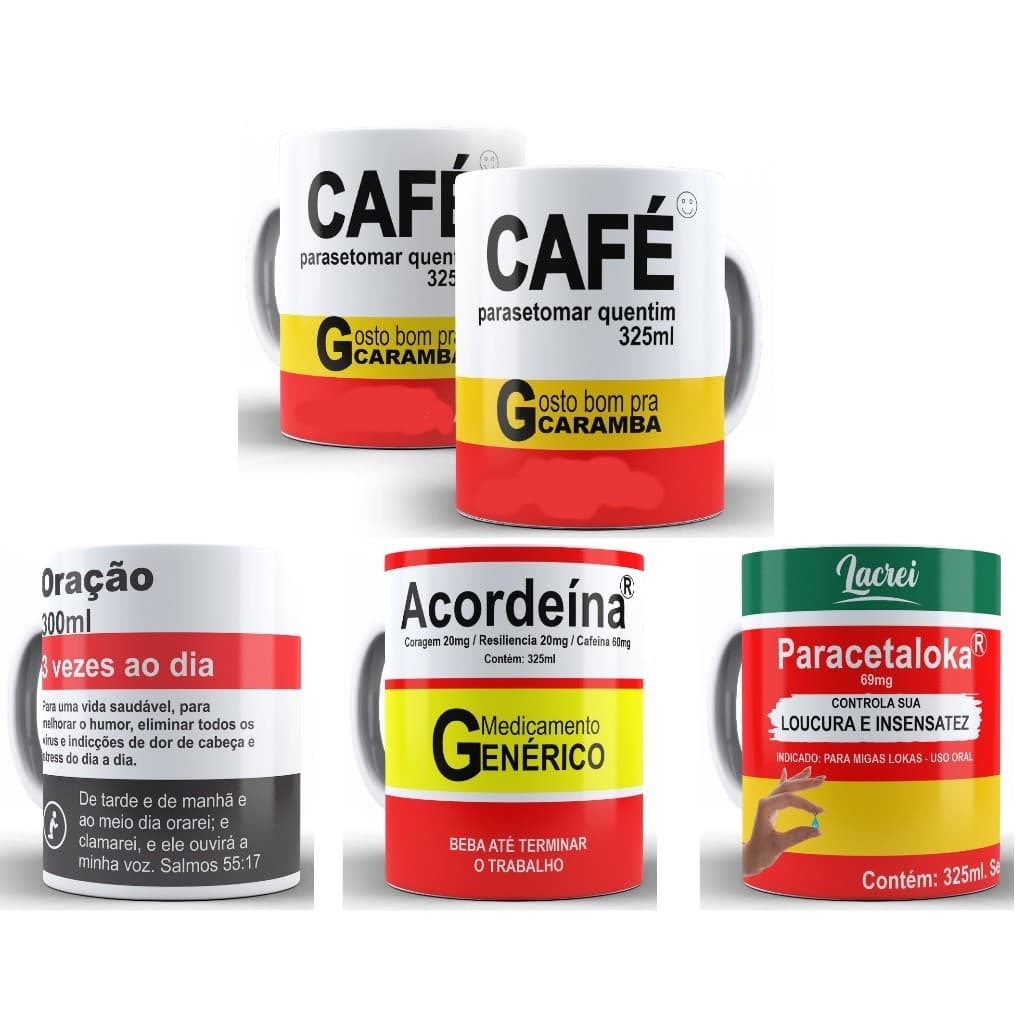 Caneca Remédio Caixa Paródia Xicara Personalizada Meme Presente Modelos Diversos 325 Ml -Oferta