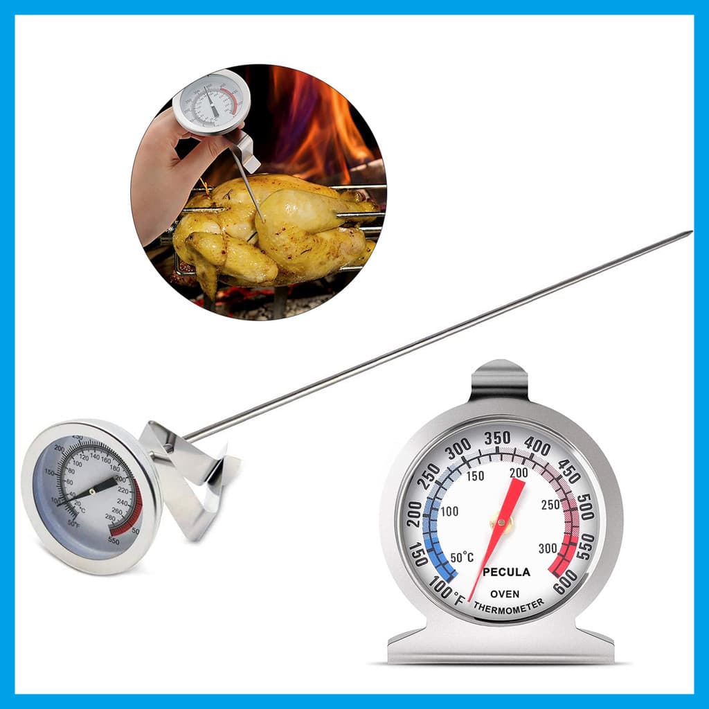 Termômetro de dupla utilização tipo agulha + forno 丨 300℃Medição de temperatura de cozimento de carne com sonda de alta