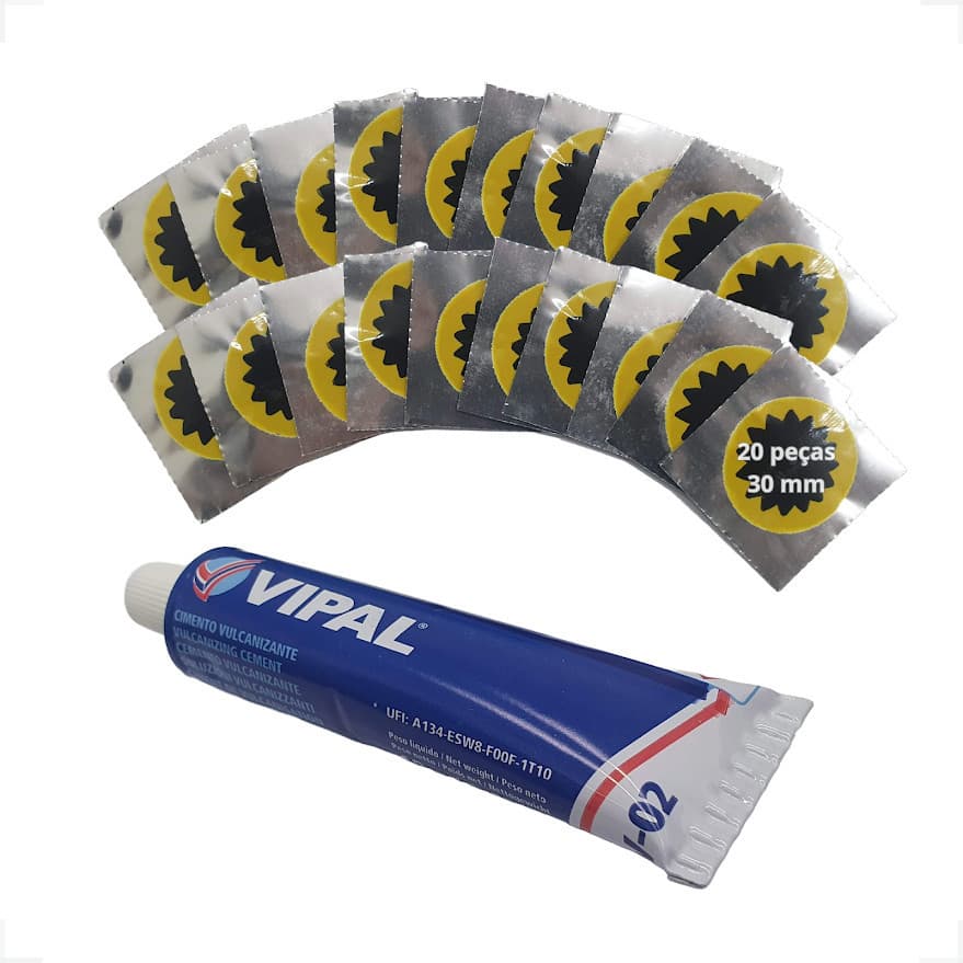Kit 20 Remendos Tipo Estrela 3cm Bicicleta Moto + Cola Vipal CB-01