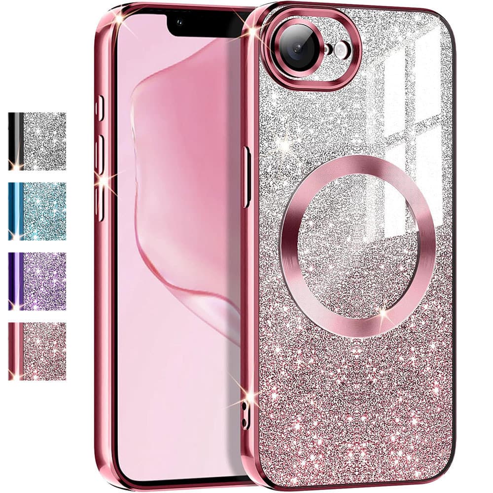 Capa Para iPhone17AIR 16e 2025 , Brilho Magnético Transparente Banhado A Luxo Macio TPU Pára-Choque Protetor De Lente De