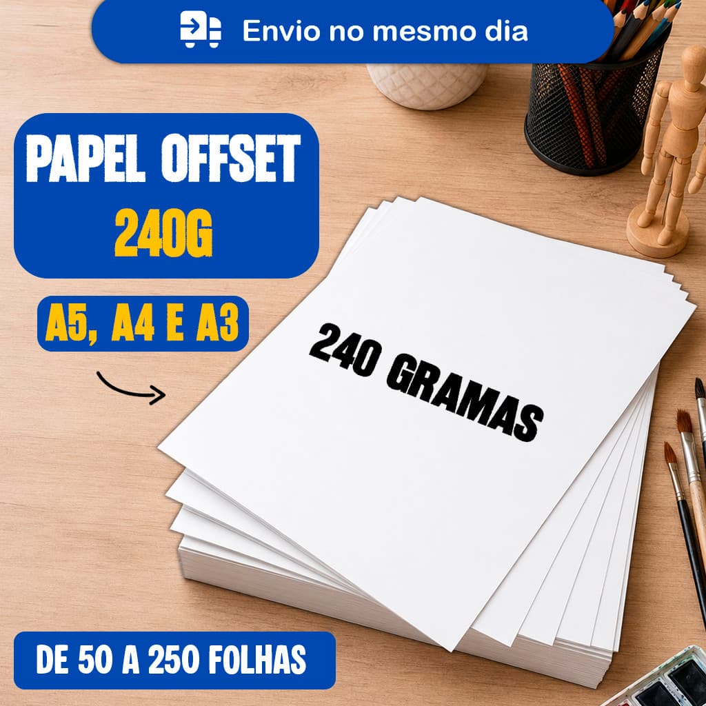 Papel Offset Branco 240g A3 A4 A5 Extra Grosso Para Convites e Cartões 50 Folhas