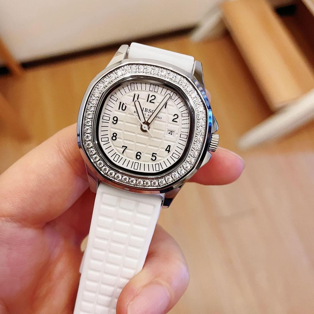 Marca genuína Zhao Lusi mesmo estilo relógio cravejado de diamantes feminino com calendário Silicone quartzo relógio fem