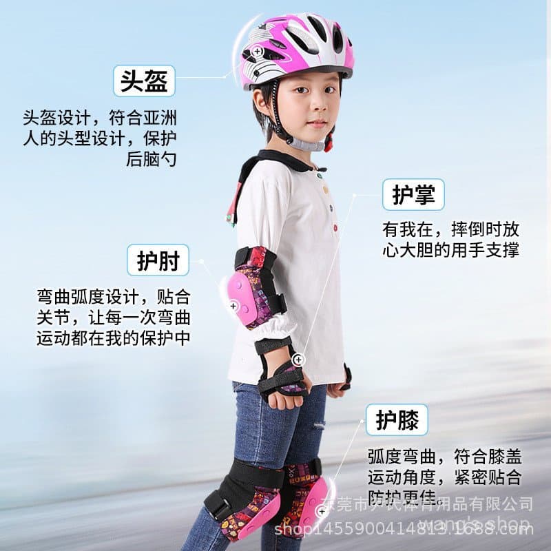 Conjunto de equipamentos de proteção infantil para patinação em patins, patinação no gelo, skate, bicicleta de equilíbri
