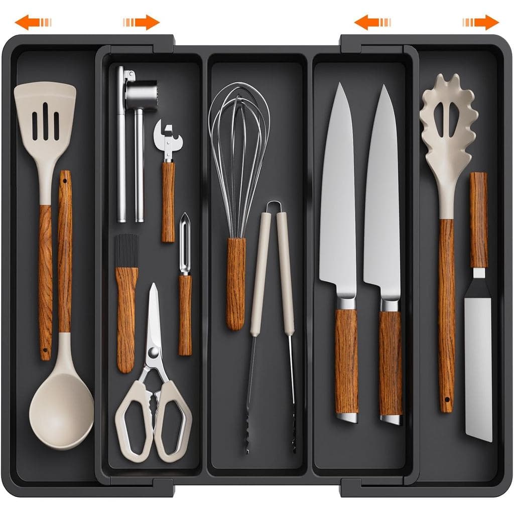 Organizador de Talheres para Gavetas de Cozinha Lifewit, Bandeja Expansível para Utensílios de Cozinha, Suporte Ajustáve