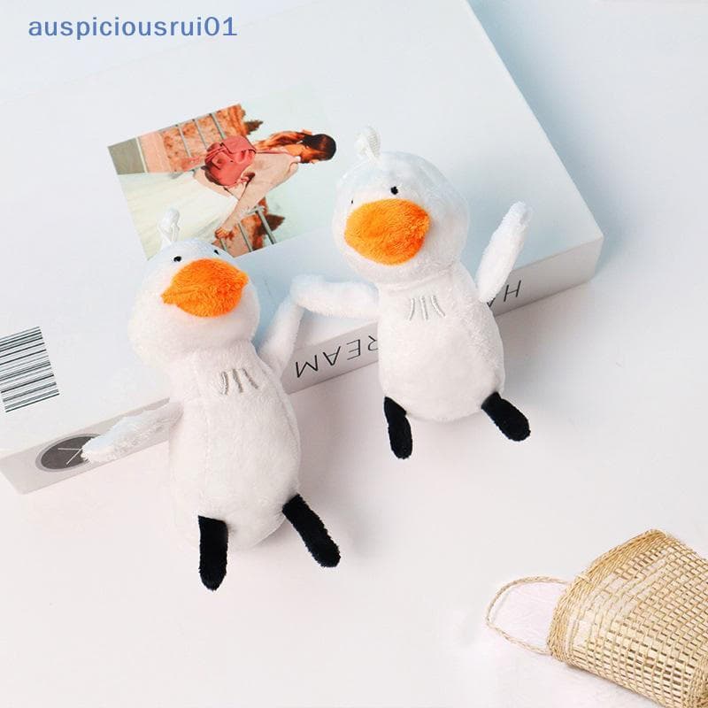 Pequeno Branco Du Pelúcia Chaveiro Saco De Escola Pingente Presente Aniversário Decoração Para Casa Presentes Novo
