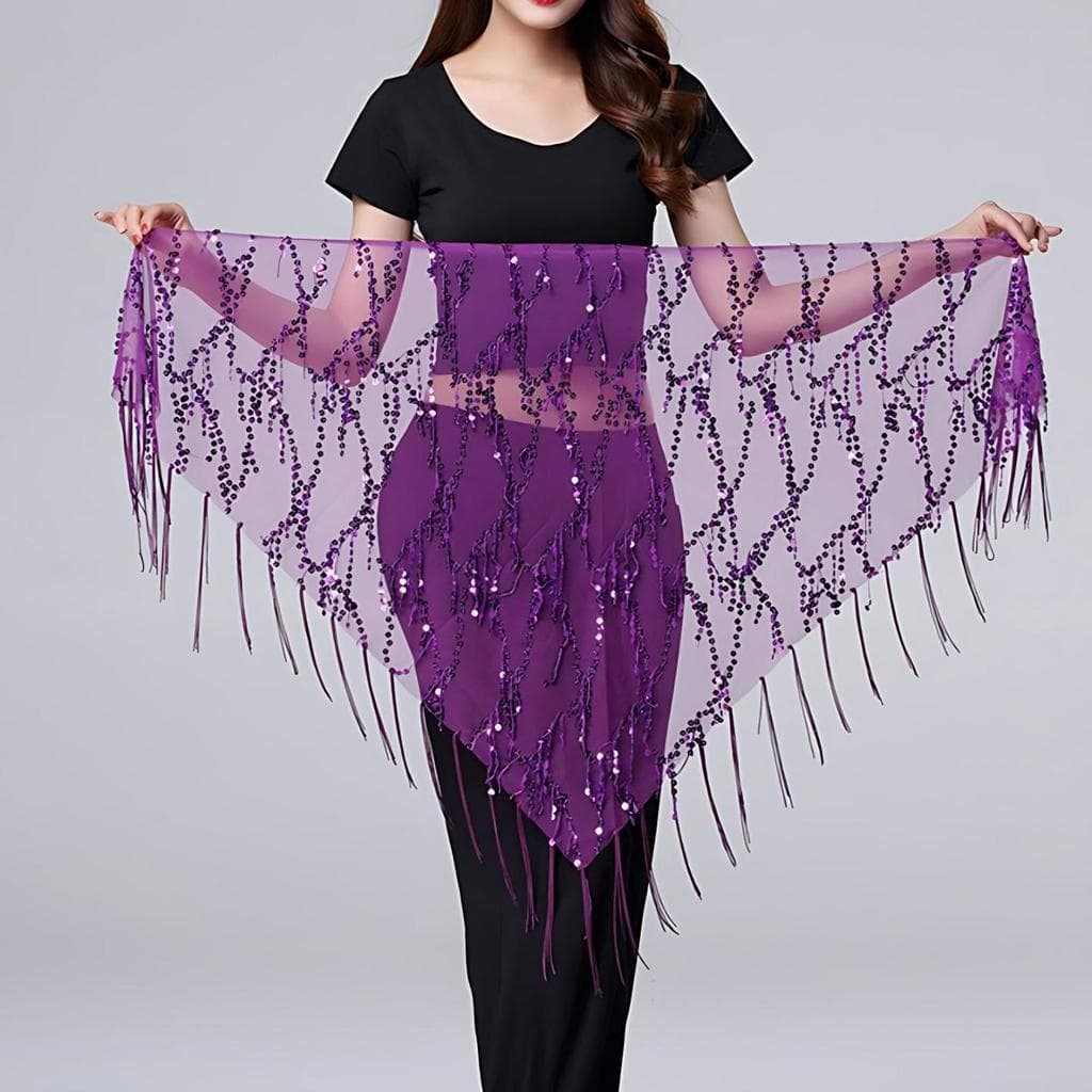 Roupas de dança em estoque pronto lenço de borla de lantejoulas desempenho lenço de quadril prática corrente de cintura