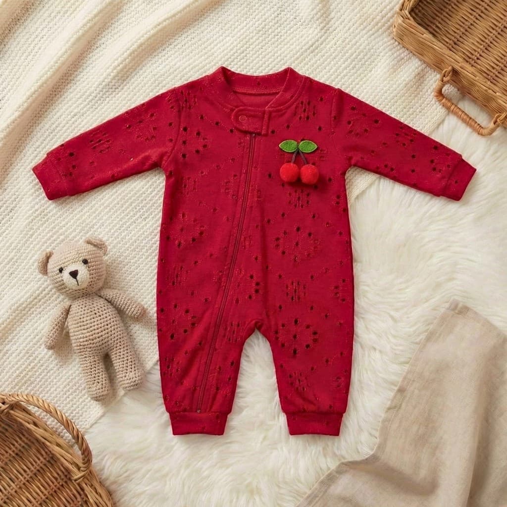 Macacão Zíper Longo Romper Bebê Menina Com Aplicação 3D Sem Pé 0 a 12 Meses