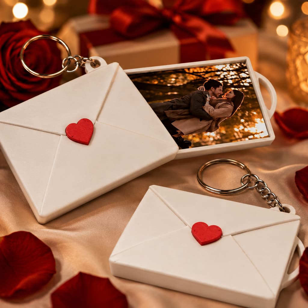 Chaveiro Envelope Surpresa Romântico com Porta Foto | Presente para Namorada, Esposa e Casal|Lembrança Dia dos Namorados