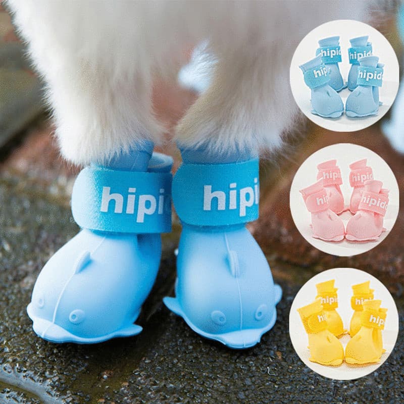 Sapatos Para Cães 4 Peças Botas De Chuva Impermeáveis E Antiderrapantes Pequenos Gatos