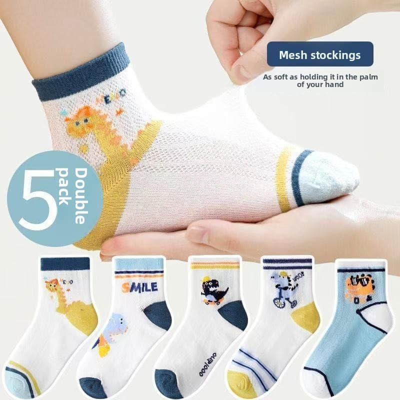 Crianças meias de malha Mid-Tube primavera novo estilo fino puro respirável meninos meninas crianças bebê verão barco me
