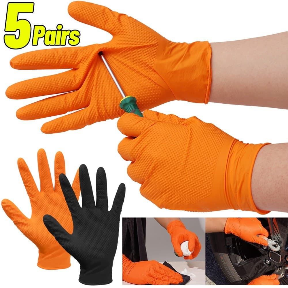 5 Pares Luvas Reutilizáveis Industriais de Borracha Resistentes Extra Grossas Luva Mecânica Casa Jardim Antiderrapante