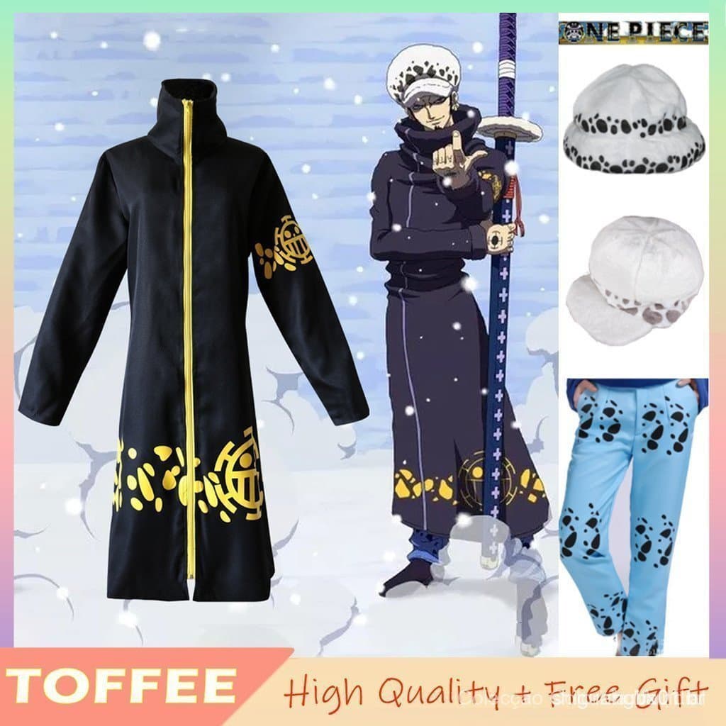 Fantasia de Cosplay do Trafalgar Law do Anime Japonês ONE PIECE, Conjunto de Roupas para Festa de Halloween Masculina J2