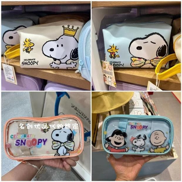 Produto famoso Snoopy Feliz Aniversário Festa Almoço Bolsa Bolsa Bolsa de Cosméticos Estojo de Lápis Bolsa de Armazename