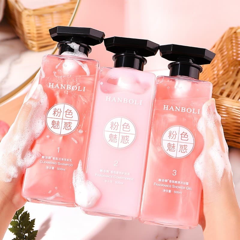 HANBOLI rosa charme Shampoo refrescante hidratante controle de óleo limpeza profunda fragrância de longa duração Gel de