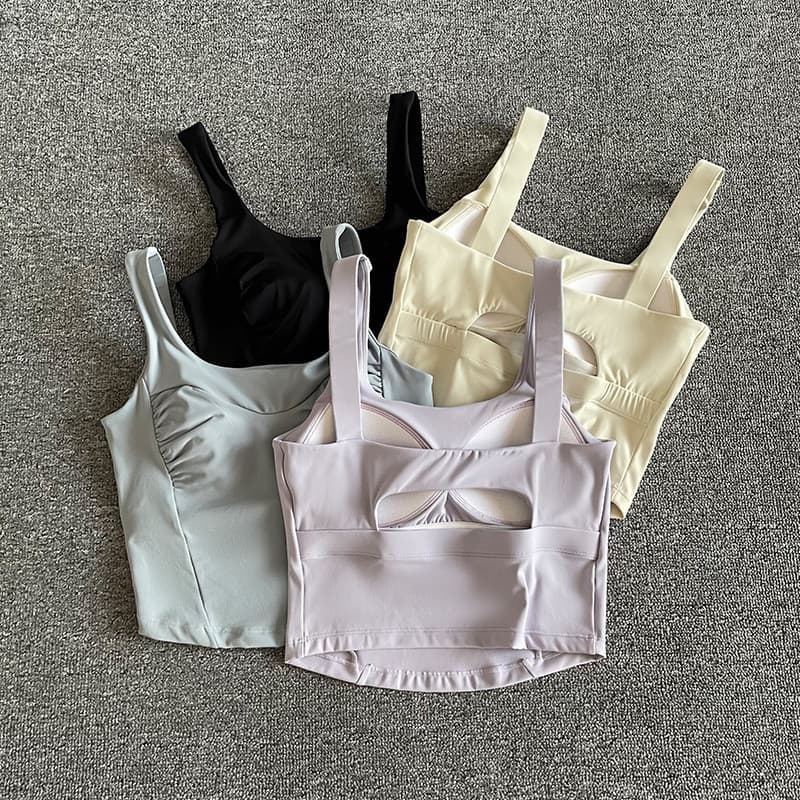 Colete de Fitness cruzado de uma peça, roupa íntima esportiva feminina de média intensidade, à prova de choque, sutiã de