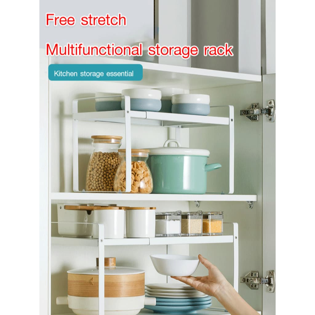 [Multi-Purpose Design] Expandable Kitchen Tiered Shelf Organizer/Under Sink Shelf/Kitchen Rack