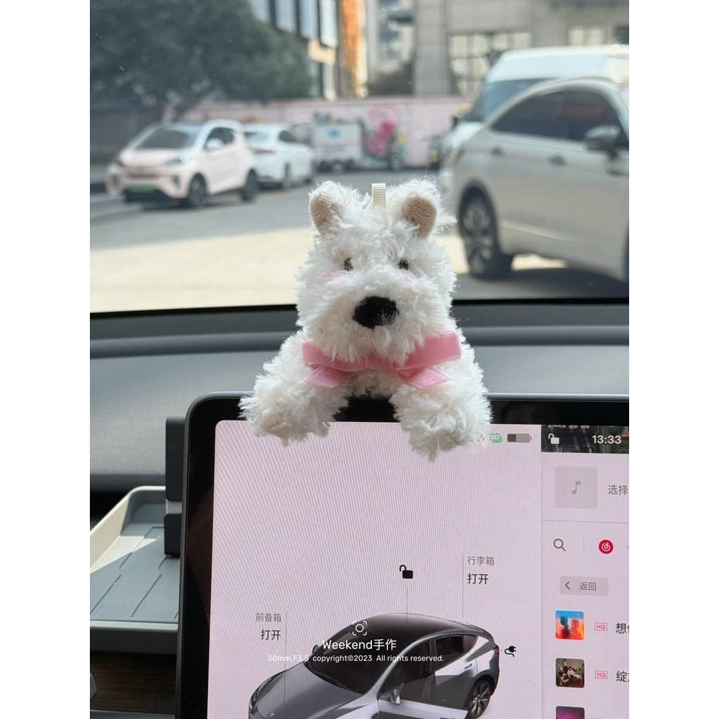 Ornamento para painel de carro, acessório de tela em forma de cachorrinho de pelúcia, brinquedo de decoração para interi