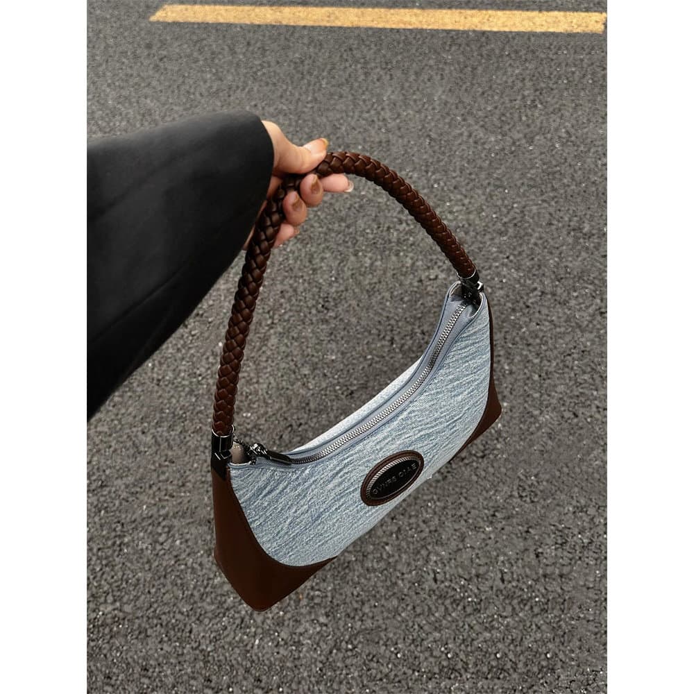 bolsa transversal feminino Bolsa Denim lona Baguette saco de trabalho Commuter bolsa de ombro feminino 2025 novo estilo