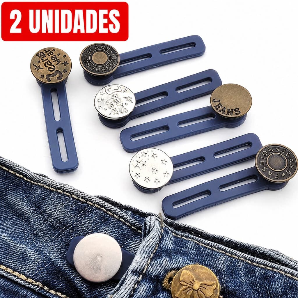Ajustador de Cintura Calça Jeans Extensor de Botão Regulável Sem Costura Aperta Fivela Unissex Kit