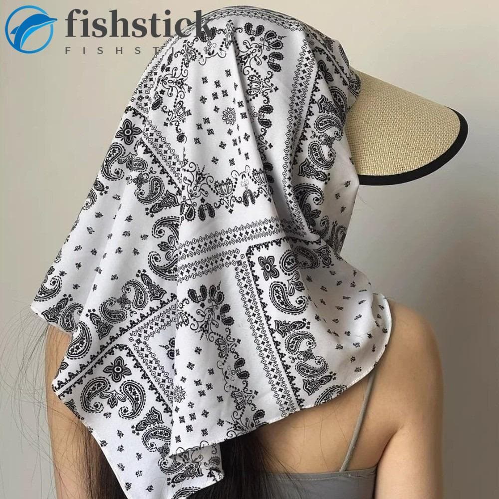 Chapéu De Beisebol Com Lenço FISHSTICKA , Boné Y2k Estilo Coreano , Tiras E Protetor Solar Estampado