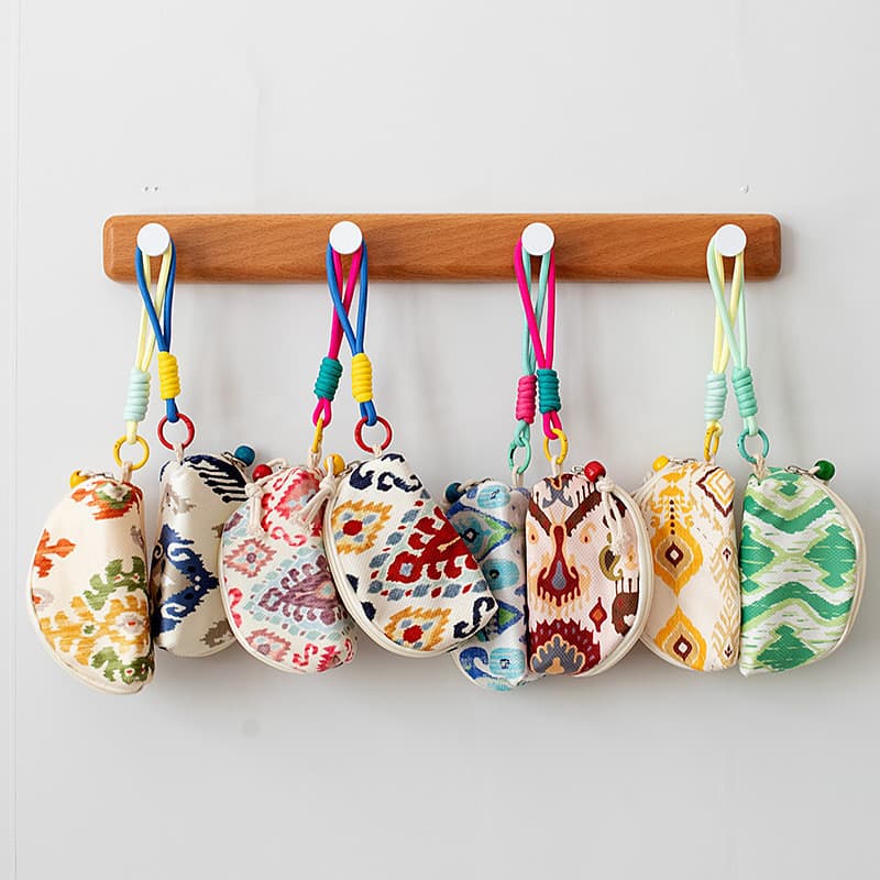 Bolsa de chaves leve e portátil para guardar batom e absorvente higiênico, estilo étnico cultural criativo de Xinjiang,