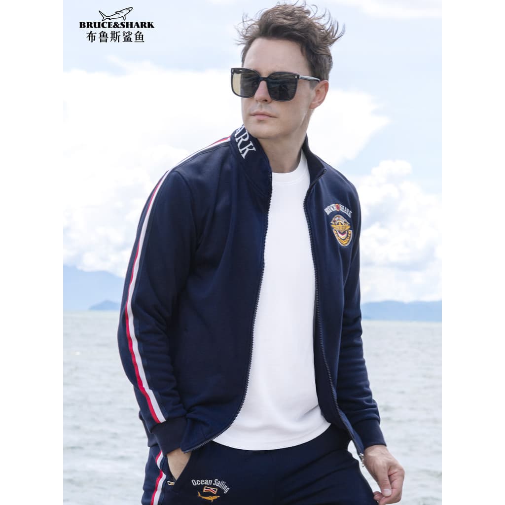 2025 inverno novo estilo moletom esportivo masculino solto jaqueta de algodão Bruce Shark Plus Size Cardigan grosso masc
