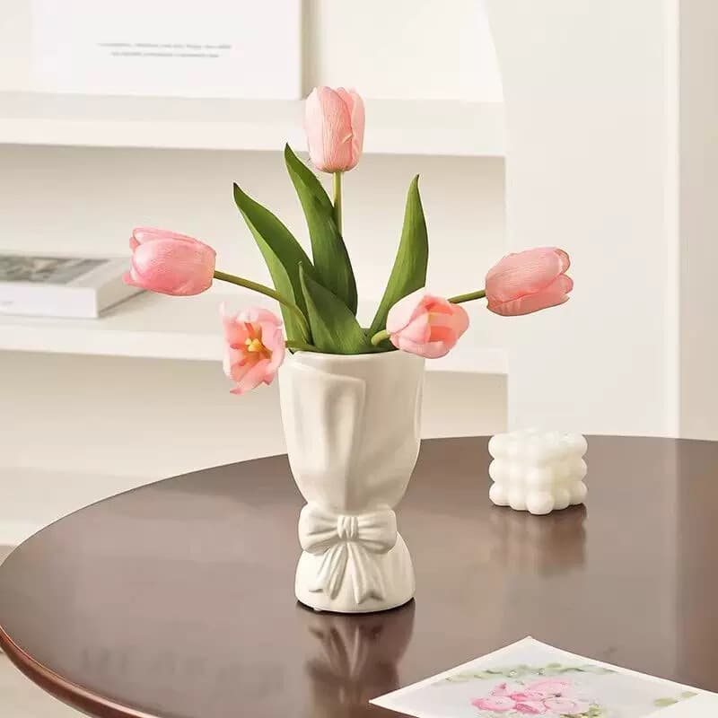 Nordic simples buquê de mão imitação vaso cerâmica forma arco criativo sala estar decoração para casa flor hidropônica